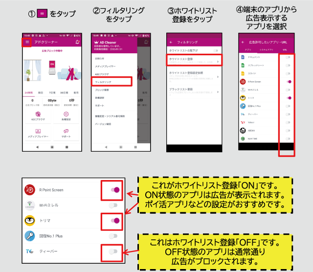 ホワイトリスト登録の手順